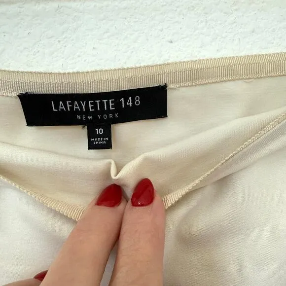 LAFAYETTE 148 NY Pencil Skirt Neutral Tan Cotton Blend Size 10 Workwear Classic