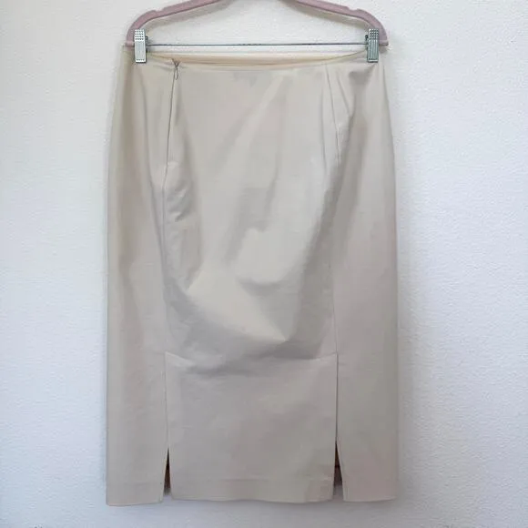 LAFAYETTE 148 NY Pencil Skirt Neutral Tan Cotton Blend Size 10 Workwear Classic