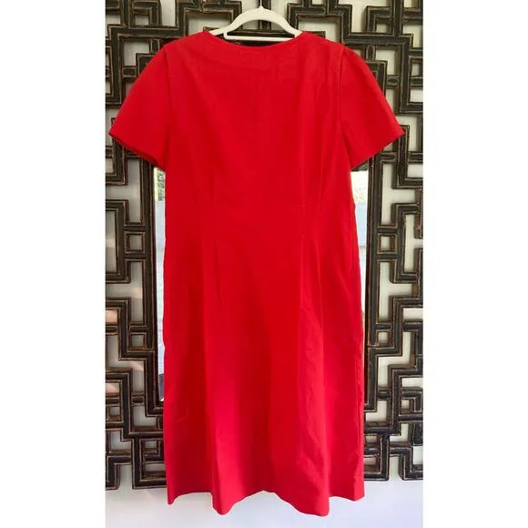 Lafayette 148 Orange Red Cotton Poplin Zip Dress ~ Easy Chic Day Style ~ Sz 10