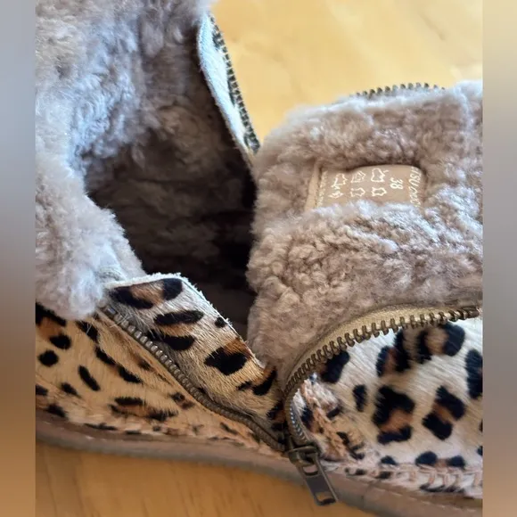 Laidback London Setsu Crochet Side Zip Leopard Ankle Boot 7 (38)