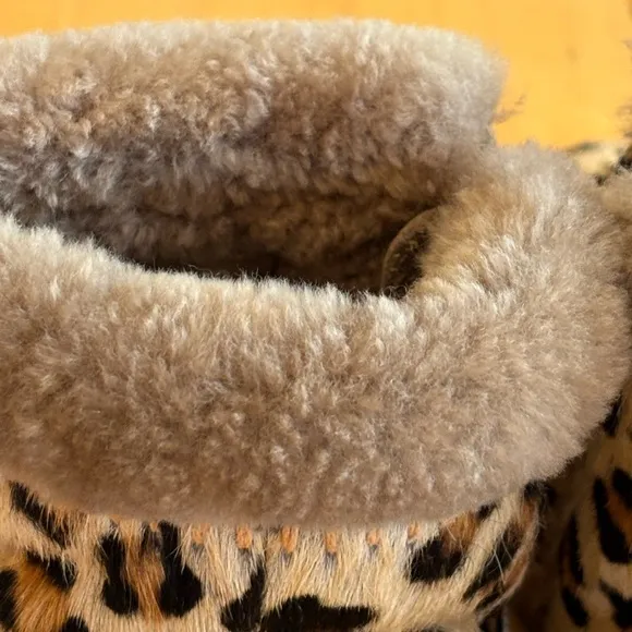 Laidback London Setsu Crochet Side Zip Leopard Ankle Boot 7 (38)