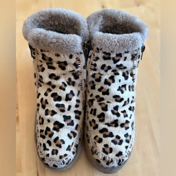 Laidback London Setsu Crochet Side Zip Leopard Ankle Boot 7 (38)