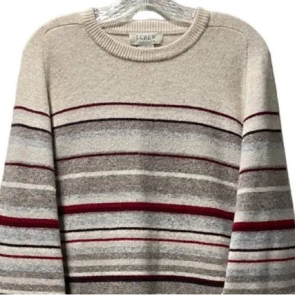 Lambswool Sweater J. Crew Vintage Wool Neutral Beige Tan Brown Cream Burgundy XL
