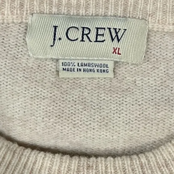 Lambswool Sweater J. Crew Vintage Wool Neutral Beige Tan Brown Cream Burgundy XL
