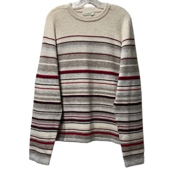 Lambswool Sweater J. Crew Vintage Wool Neutral Beige Tan Brown Cream Burgundy XL