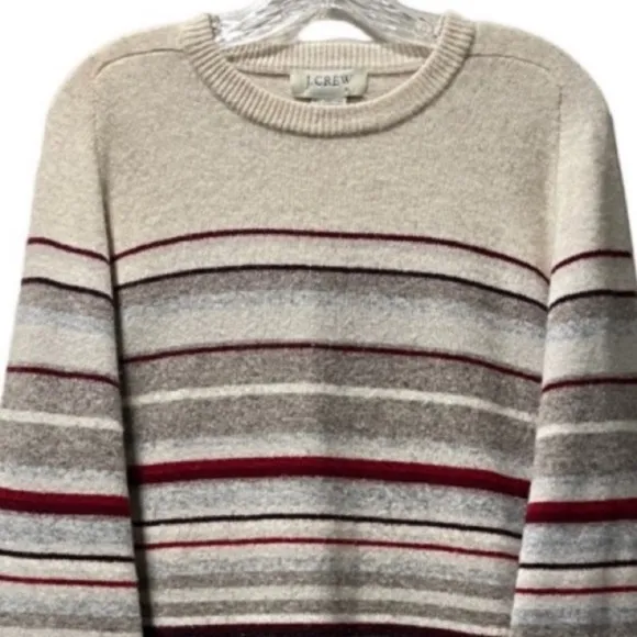 Lambswool Sweater J. Crew Vintage Wool Neutral Beige Tan Brown Cream Burgundy XL