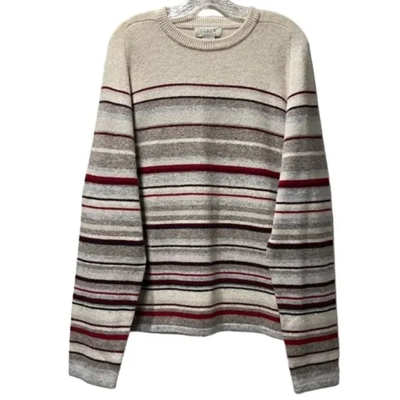Lambswool Sweater J. Crew Vintage Wool Neutral Beige Tan Brown Cream Burgundy XL