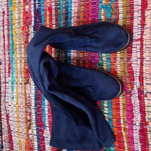 ❤️Lamica blue suede feel over the knee boots made in Italy