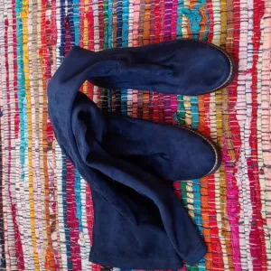 ❤️Lamica blue suede feel over the knee boots made in Italy