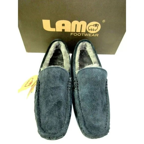 Lamo Men's Suede Boston Slip on Loafer Driving Moc Black Super Cozy NIB CM1244