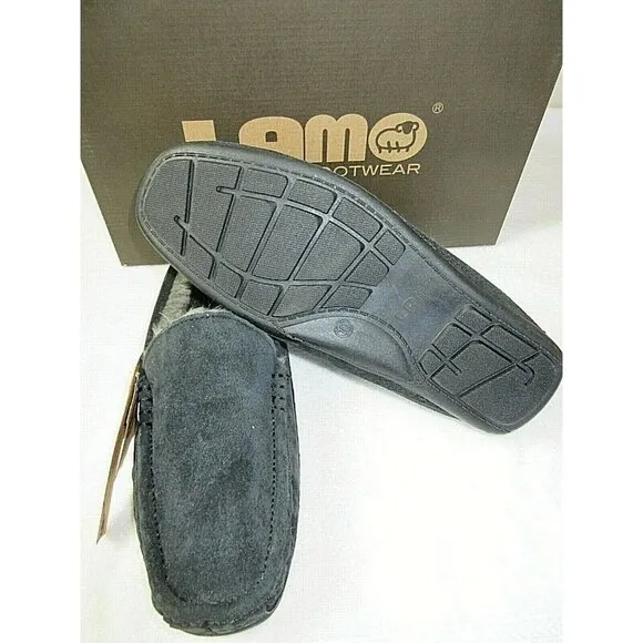 Lamo Men's Suede Boston Slip on Loafer Driving Moc Black Super Cozy NIB CM1244
