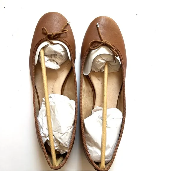 Land’s End Bianca Bow Ballet Flats New Tan Leather