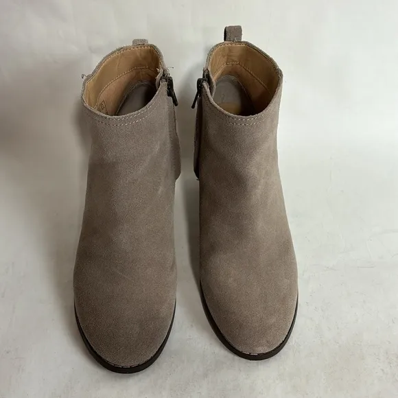 Lands End Suede Leather Side Zip Ankle Bootie Boots