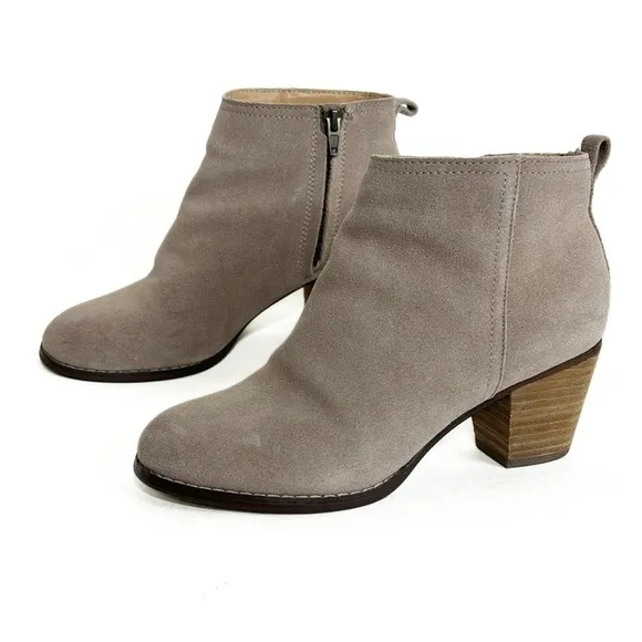 Lands End Suede Leather Side Zip Ankle Bootie Boots
