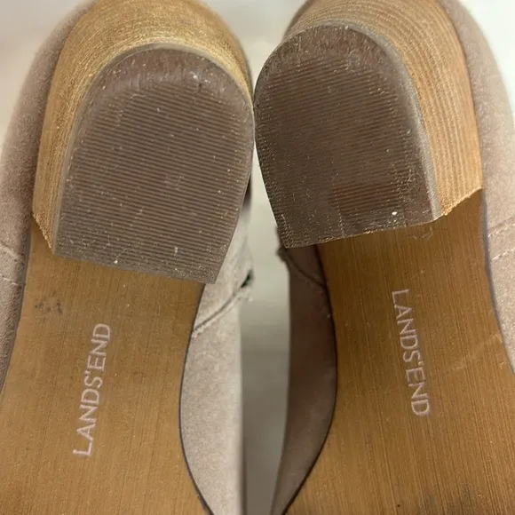 Lands End Suede Leather Side Zip Ankle Bootie Boots