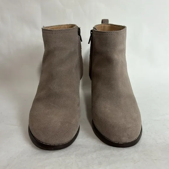 Lands End Suede Leather Side Zip Ankle Bootie Boots