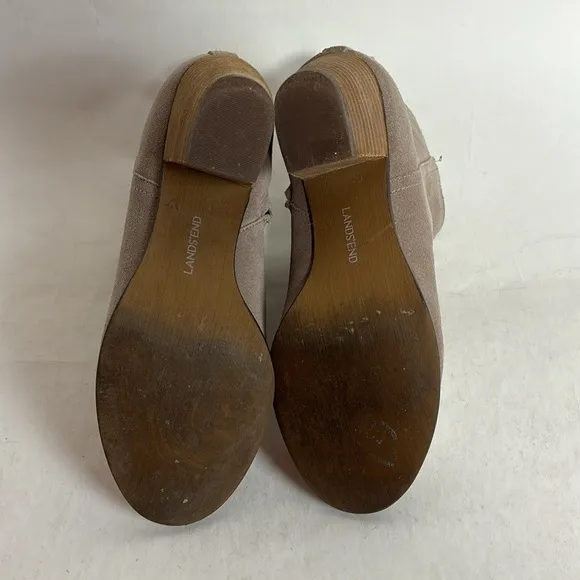 Lands End Suede Leather Side Zip Ankle Bootie Boots