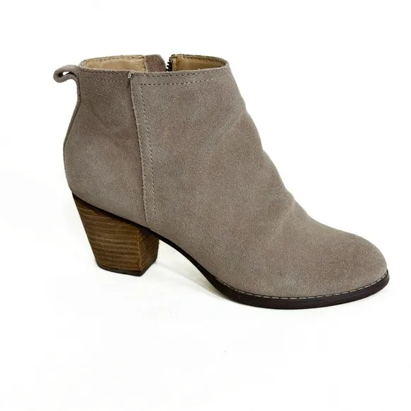 Lands End Suede Leather Side Zip Ankle Bootie Boots