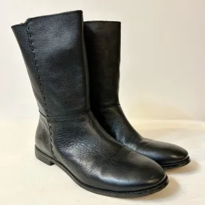 Lands’ End Women’s Pebbled Leather Mid-Calf Black Boots Size 8.5