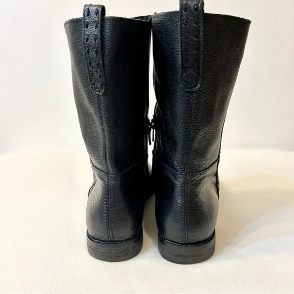 Lands’ End Women’s Pebbled Leather Mid-Calf Black Boots Size 8.5