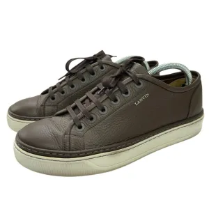 Lanvin Paris Shoes Mens Size US 9 UK 8 Calfskin Leather Sneakers Lace Up Brown