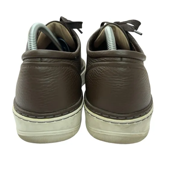 Lanvin Paris Shoes Mens Size US 9 UK 8 Calfskin Leather Sneakers Lace Up Brown