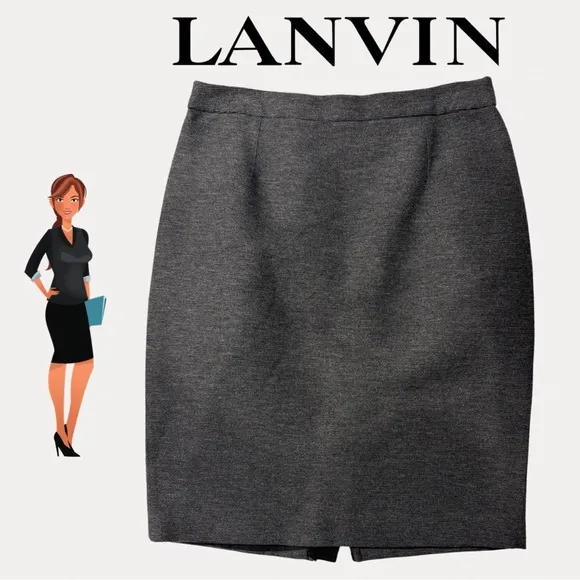 Lanvin River Wool Silk Lined Zip Business Suit Skirt 8 T.40 medium M Designer