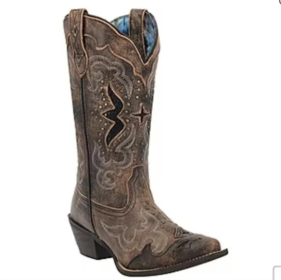 Laredo Brown Heeled Boots with Distinctive Stitching