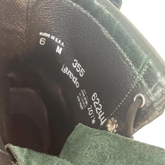 Laredo Leather Kiltie Logger Boots Dark Emerald Green Lace-Up Women’s Size 6