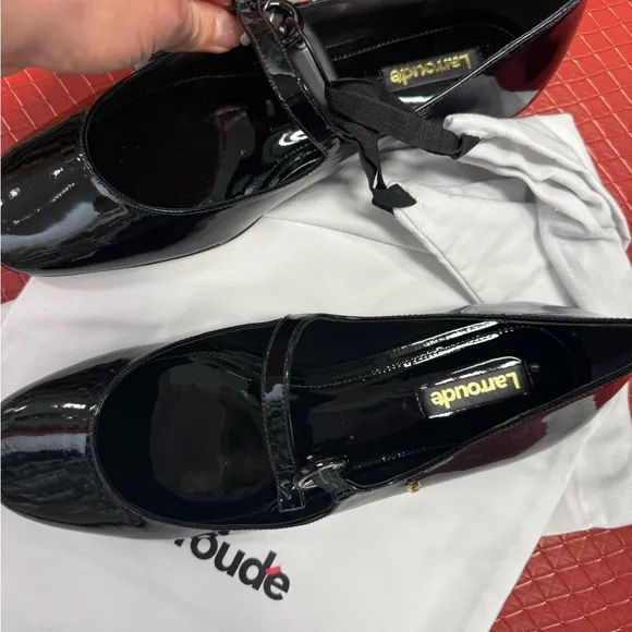 Larroude New Black Patent Leather Mary Jane Flats Blair Patent Mary Jane Mule