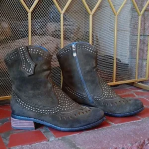 L'Artiste - Sarita Spring Step Green Suede Leather Western/Boho Boots EUC