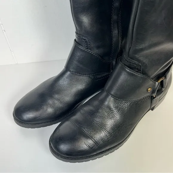 Lauren Ralph Lauren Black / Brown Two-Tone Leather 'Sulita' Riding Boots Size 7