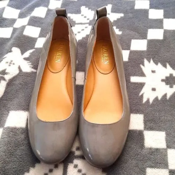 Lauren Ralph Lauren Glenna Grey Cow Leather  Upper Ballet Flats Size 7B