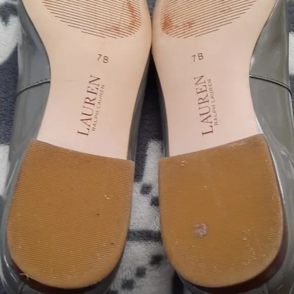 Lauren Ralph Lauren Glenna Grey Cow Leather  Upper Ballet Flats Size 7B