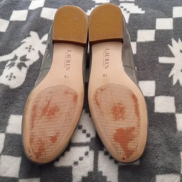 Lauren Ralph Lauren Glenna Grey Cow Leather  Upper Ballet Flats Size 7B