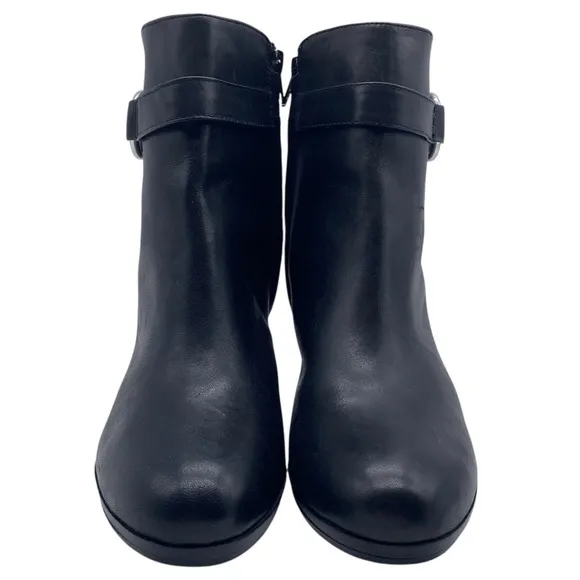 Lauren Ralph Lauren Mandy Heeled Leather Boots 9 Black Feminine Ankle Sleek