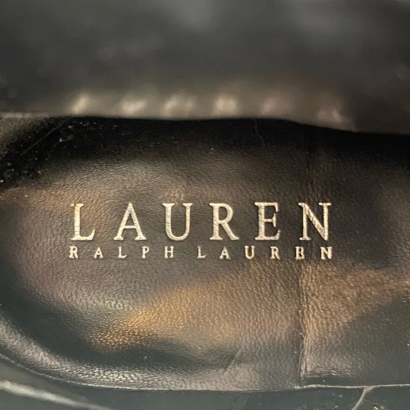 Lauren Ralph Lauren Mandy Heeled Leather Boots 9 Black Feminine Ankle Sleek