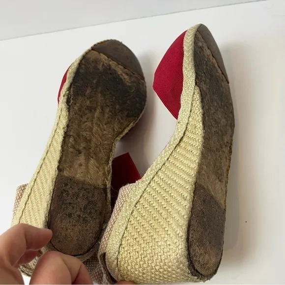 Lauren Ralph Lauren Red Strap Espadrille Wedges 8