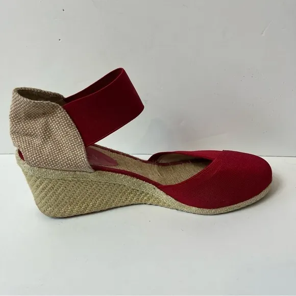 Lauren Ralph Lauren Red Strap Espadrille Wedges 8