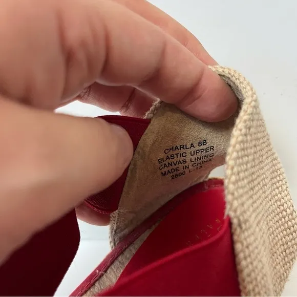 Lauren Ralph Lauren Red Strap Espadrille Wedges 8
