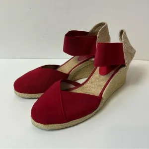 Lauren Ralph Lauren Red Strap Espadrille Wedges 8