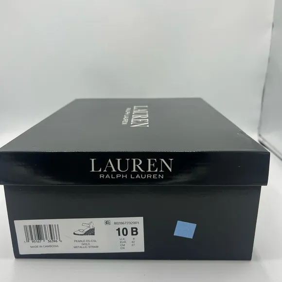 Lauren Ralph Lauren Women's Gold Pearle Espadrille Wedge Pumps Size 10 B