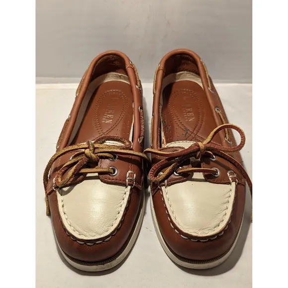 Lauren Ralph Lauren Yolonda Leather Loafers  Women 5.5 Boat Shoes Top Siders