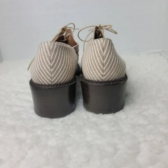 Laurence Dacade Womens Oxford Shoes Brown And Beige Embroidered Canvas Stripped