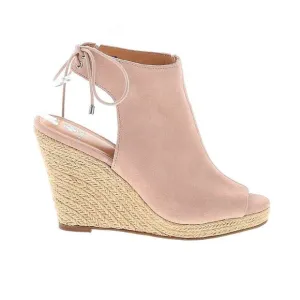 Laurie Felt Pink Suede Espadrille Peep Toe Wedges | Size 9