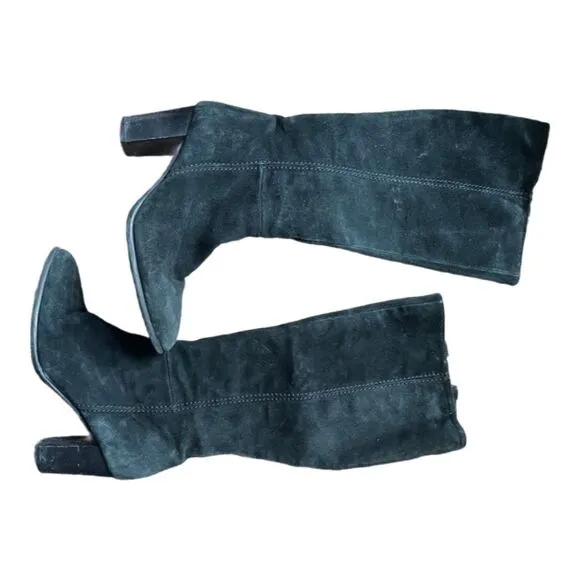 Lavorarione Antigiana Black Suede Heeled Tall Boots Size 40