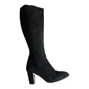 Lavorarione Antigiana Black Suede Heeled Tall Boots Size 40