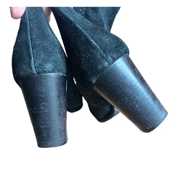 Lavorarione Antigiana Black Suede Heeled Tall Boots Size 40
