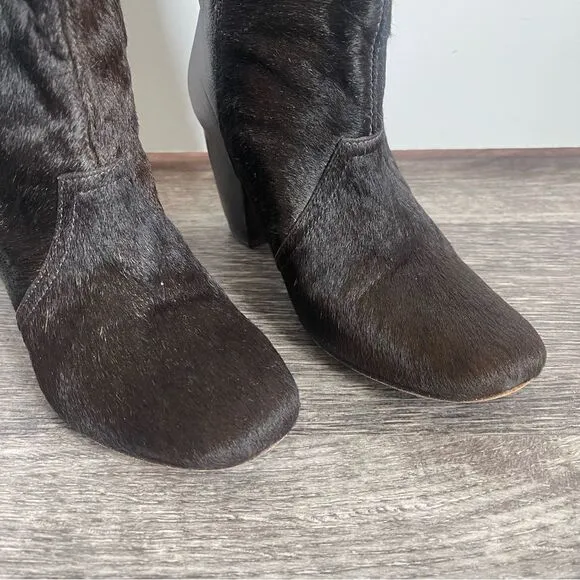 Leather Calf Hair Heeled Ankle Boots Booties Size 10 Velez for Leather Lovers