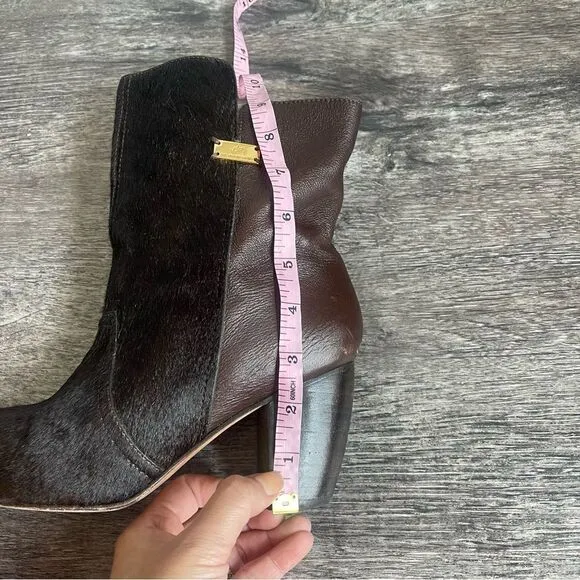 Leather Calf Hair Heeled Ankle Boots Booties Size 10 Velez for Leather Lovers